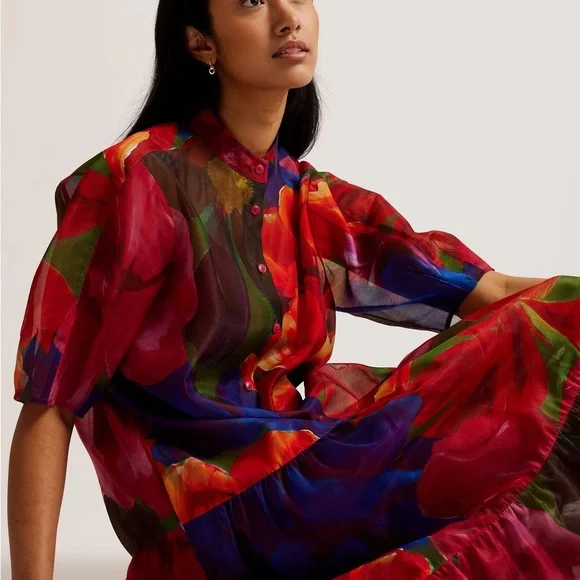 Ted Baker MIRU Floral Print Midi Dress - Picture 4 of 9